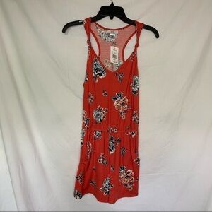 NWT joe b. Romper coral with floral pattern through out shorts and sleev…